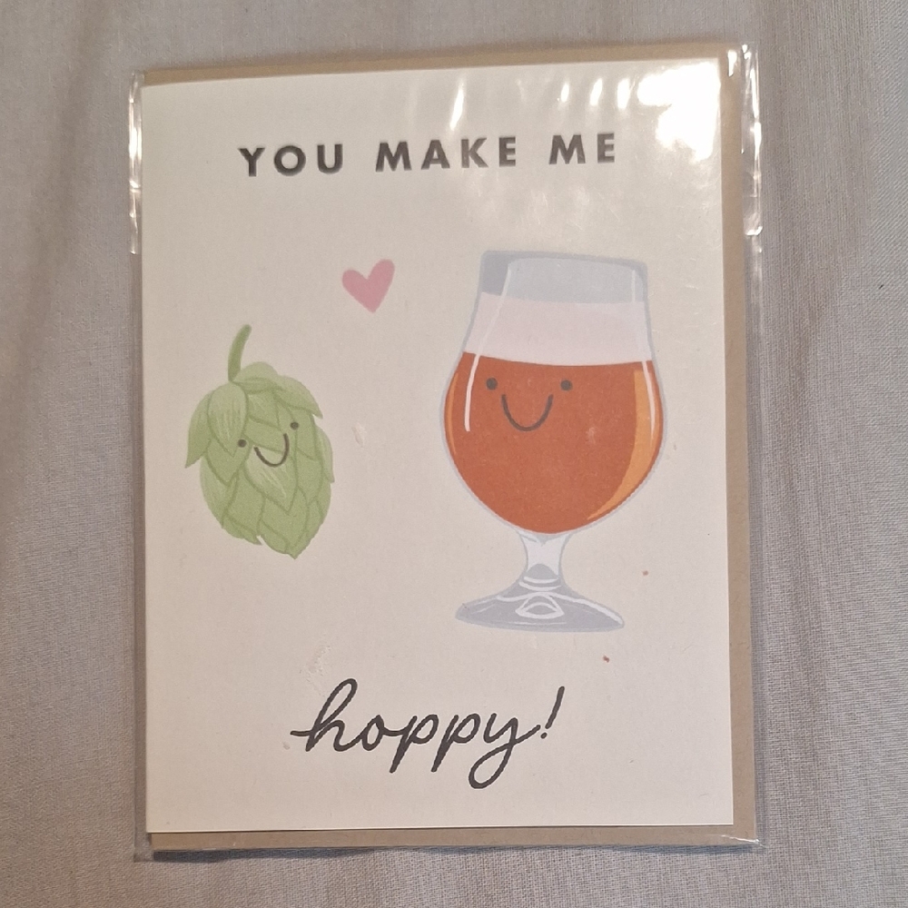 Cute Beer and Hop Greeting Card